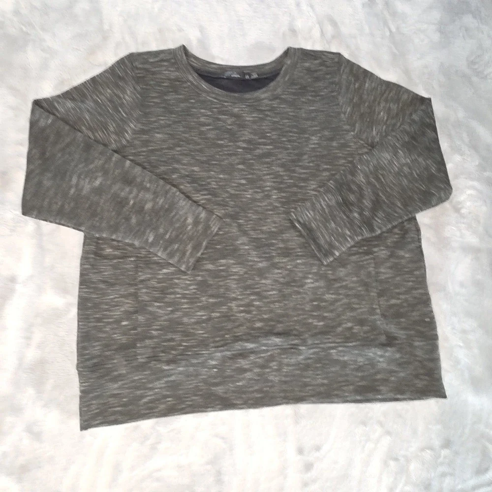Prana Size 2XL Womens Gray Speckled Long Sleeve Crew Neck‎ Sweatshirt